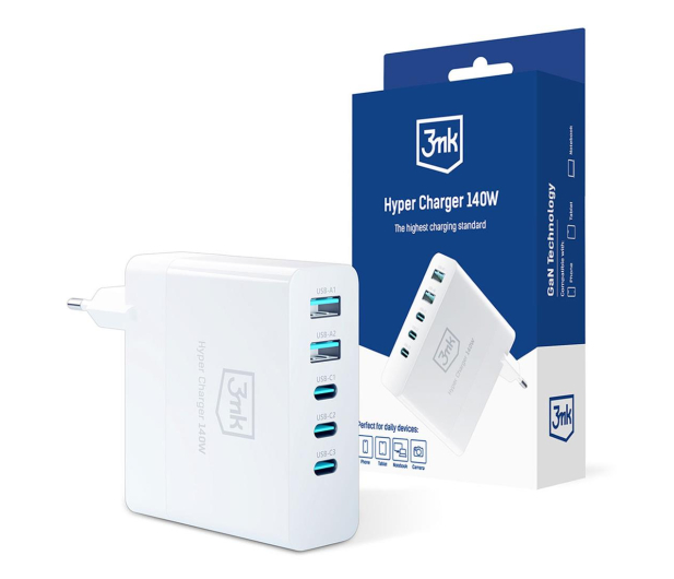 3MK 140W 3xUSB-C+2xUSB-A GaN PD QC 3M004703 - 1125651 - zdjęcie